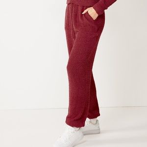 NWT S M L burgundy red pinkish High rise super soft sweatpants fleece joggers